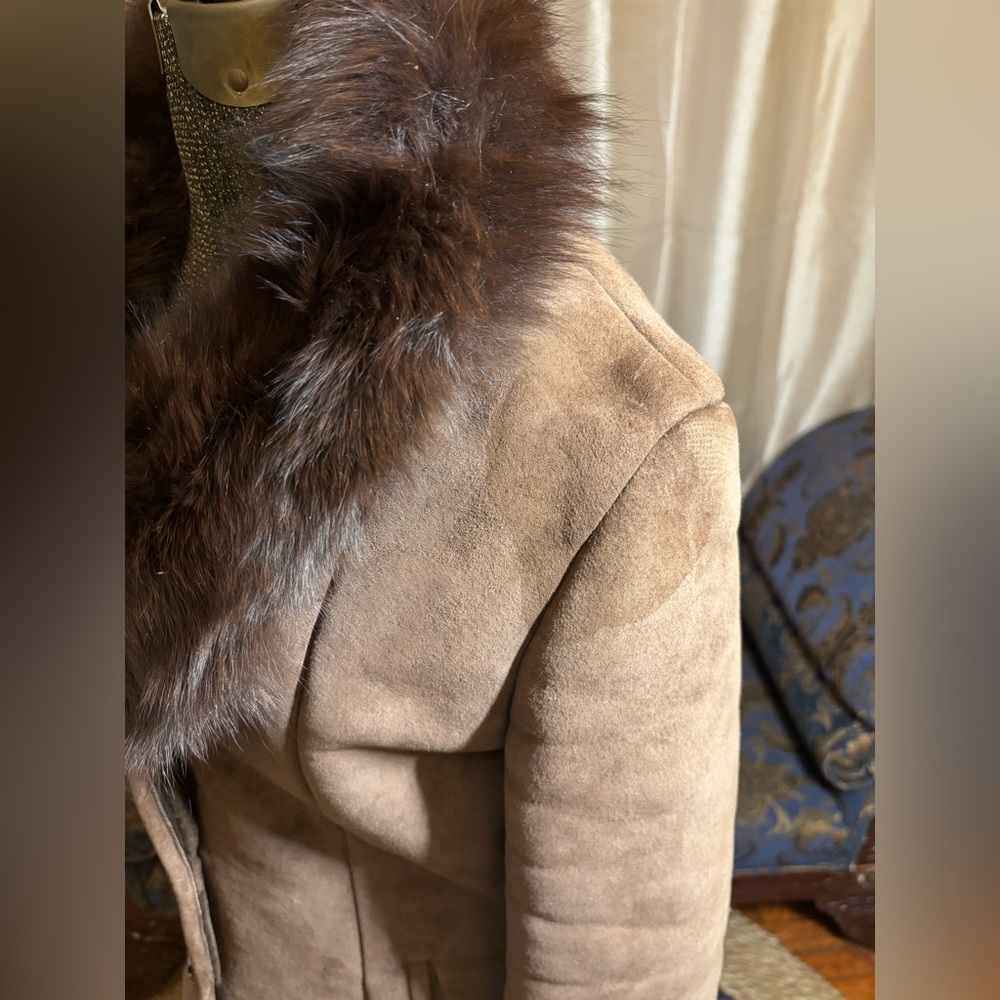 Knowles & Carter London - Vintage 1970s sheepskin coat with fur collar - size S - Picture 4 of 13